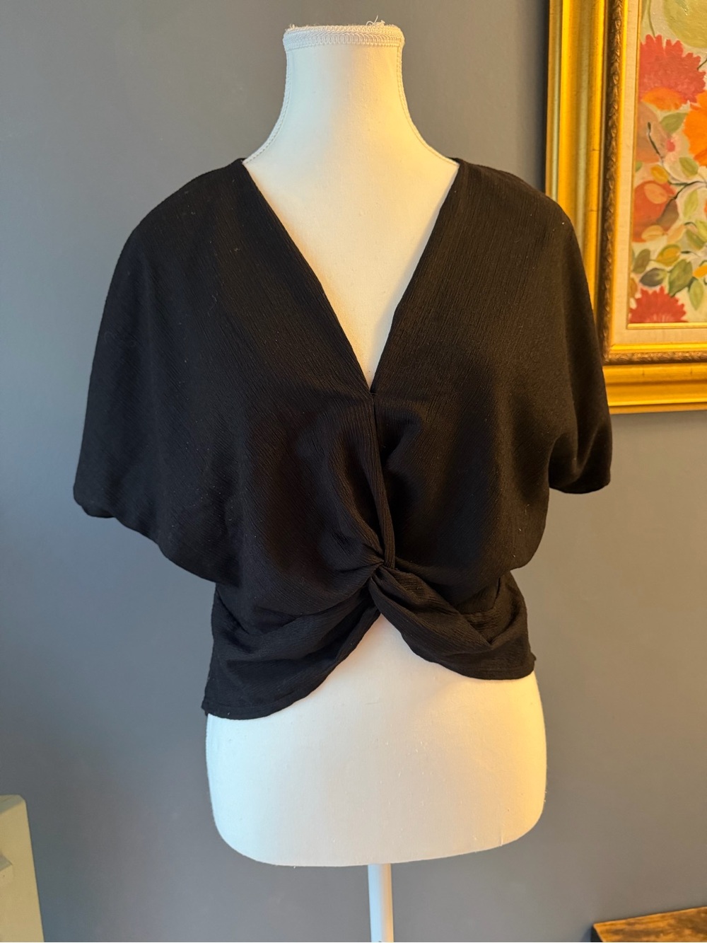 Zara Black Twist-Front Crop Top